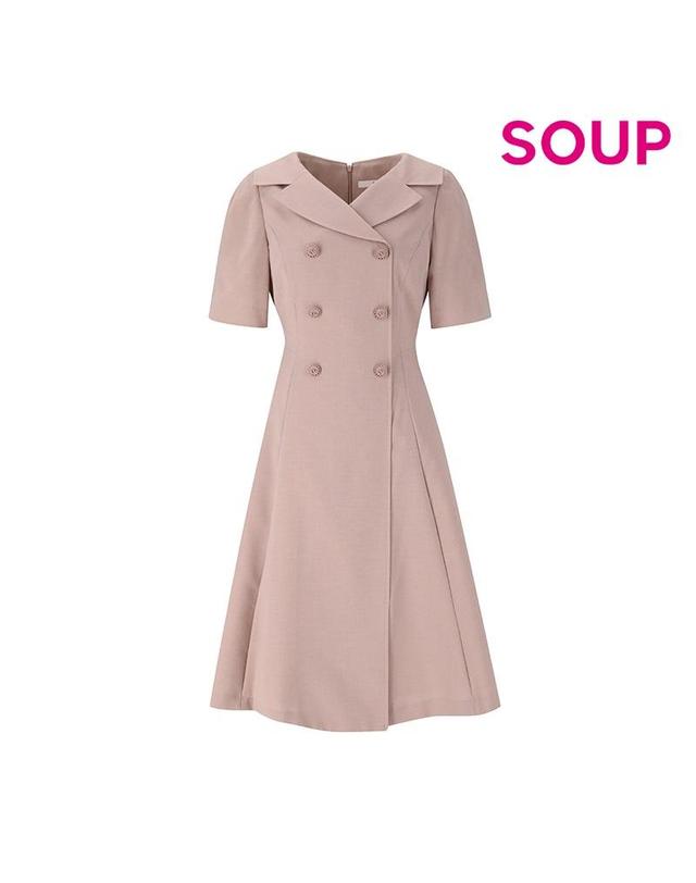 숲 [SOUP] 칼라 쓰리버튼 반팔 원피스 (SZ4OPM5) 착용컷