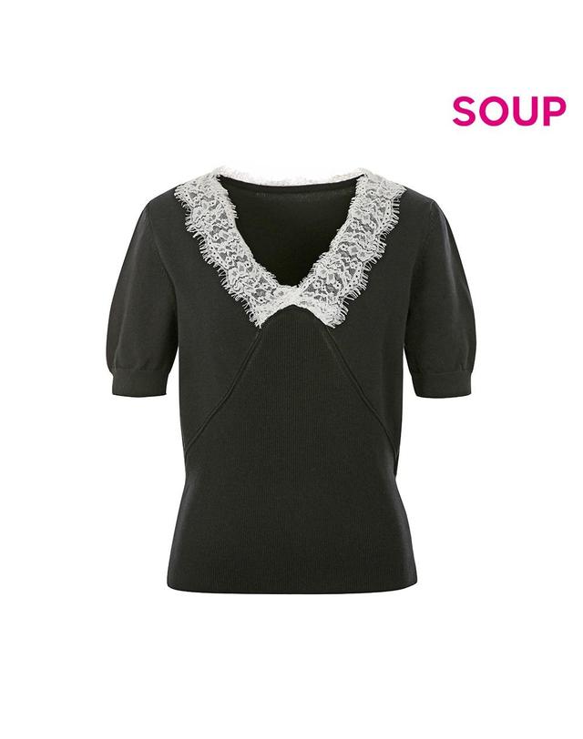 숲 [SOUP] 레이스 칼라 반팔 니트 (SZ5SK35) 착용컷