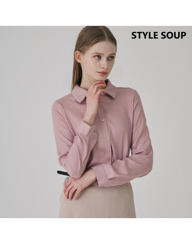 숲 [SOUP] 오픈 칼라 베이직 블라우스 (SB9LSF1) 착용컷