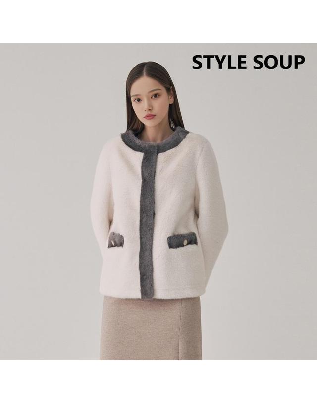 숲 [SOUP] 페이크 퍼 재킷 (SAXFUU1) 착용컷