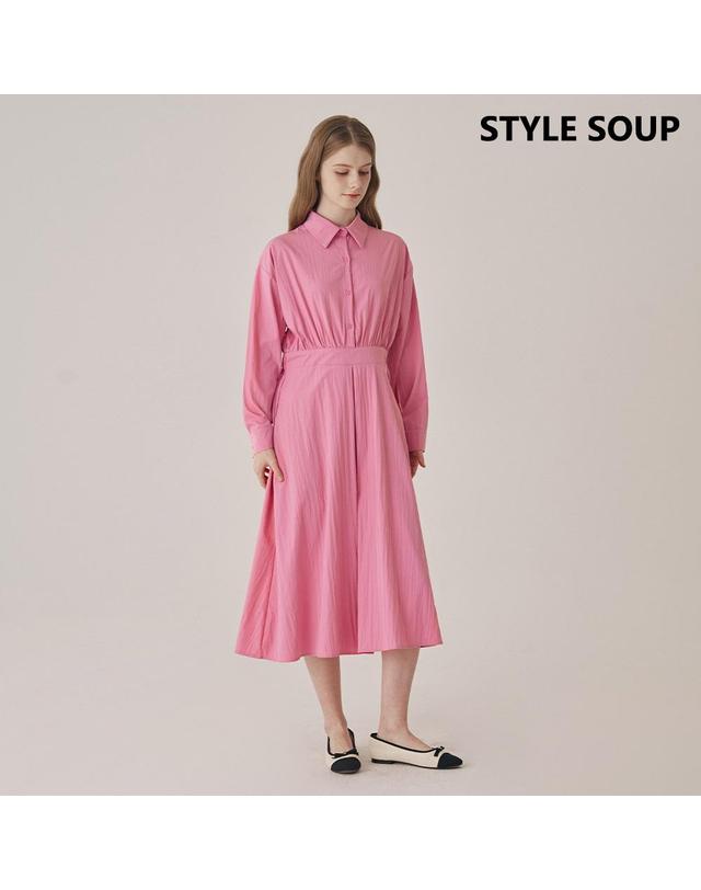 숲 [SOUP] 하프 밴딩 셔츠 원피스 (SB8OPE1) 착용컷