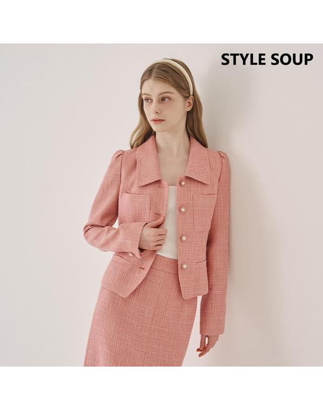 숲 [SOUP] 트위드 벨티드 재킷 (SB9JKF1) 착용컷