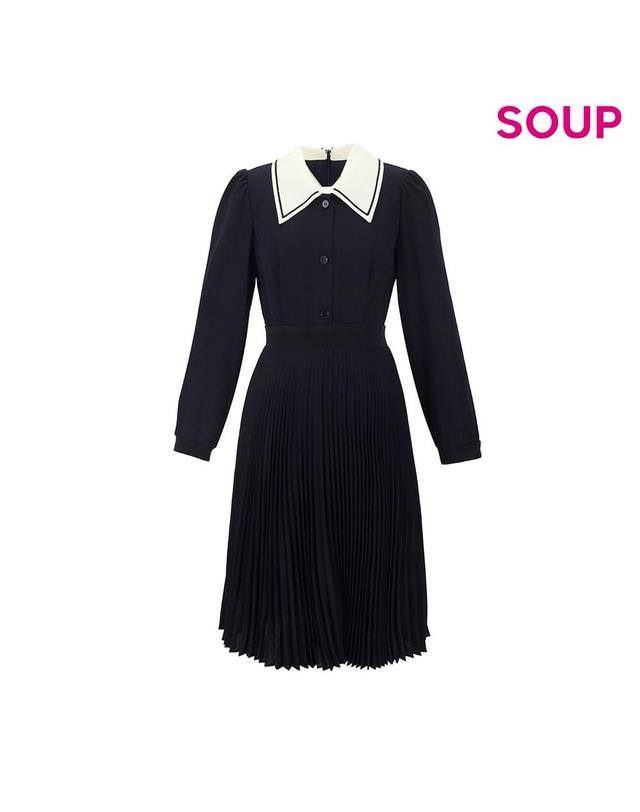 숲 [SOUP] 배색 칼라 플리츠 원피스 (SZ9OPM5) 착용컷