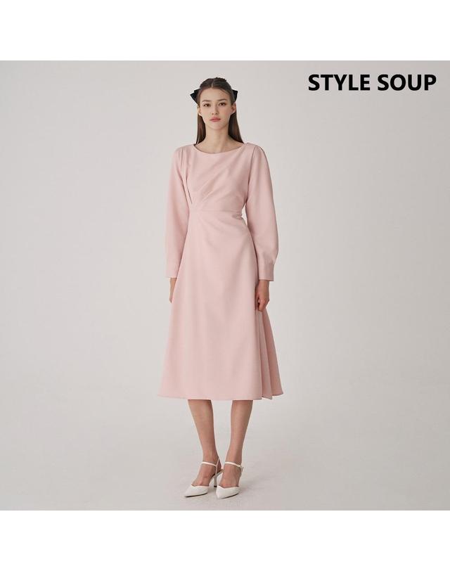 숲 [SOUP] 셔링 롱 플레어 원피스 (SB9OPE1) 착용컷