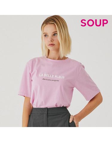 [SOUP] 자수 레터링 반팔 티셔츠 (SA4ST93)