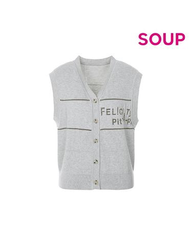[SOUP] 레터링 브이넥 니트 베스트 (SA3VK3C)