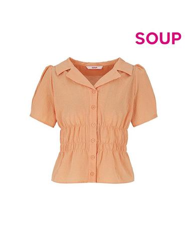 [SOUP] 셔링 반팔 칼라 블라우스 (SA6SS36)