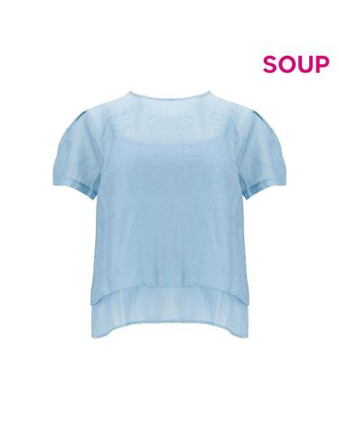 [SOUP] 페미닌 무드 숄더 핀턱 퍼프 반팔 블라우스 (SA6SS81)