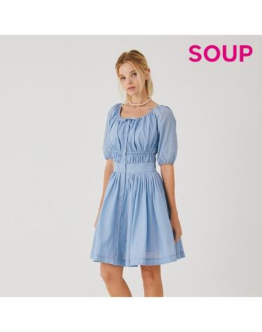 [SOUP] 스모킹 라운드넥 플리츠 원피스 (SA6OP8A)