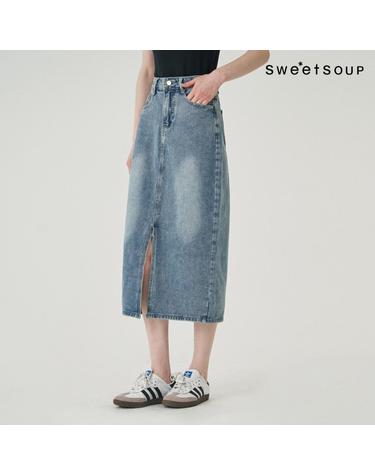 [SOUP] 프론트 슬릿 데님 스커트 (WB9DSH1)