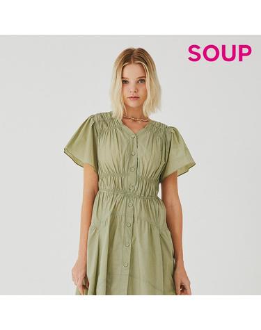 [SOUP] 스모킹 디테일 V넥 플레어 원피스 (SA5OP35)