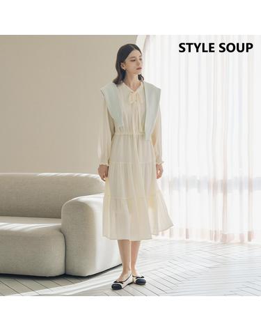 [SOUP] 티어드 쉬폰 롱 원피스 (SB2OPJ1)