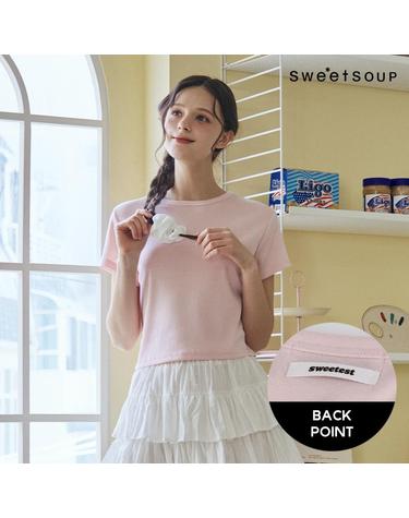 [SOUP] 백 레터링 포인트 크롭 티셔츠_PINK (WB4STFB)