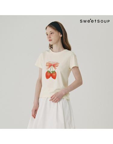 [SOUP] 스트로베리 리본 티셔츠_LT/YELLOW (WB7STF2)