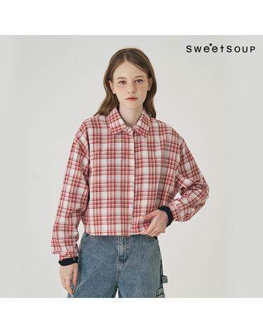 [SOUP] 오버핏 크롭 체크 셔츠 (WB8LSE1)