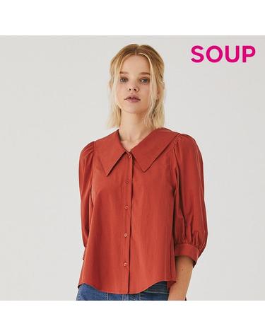 [SOUP] 빅칼라 체크 퍼프 블라우스 (SA7SS80)
