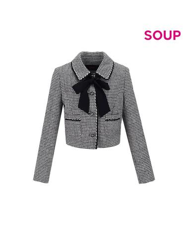 [SOUP] 타이 배색 트위드 재킷 (SA9JKM2)