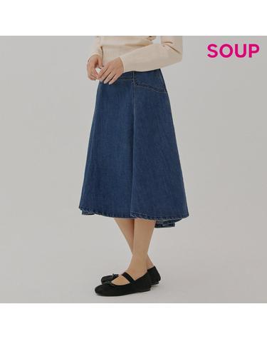 [SOUP] 하프 밴딩 A라인 데님 스커트 (SA9DS31)