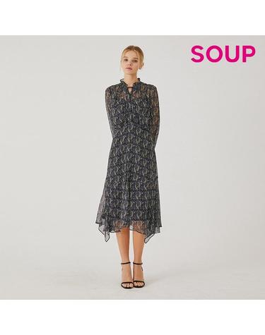 [SOUP] 셔링 디테일 프린트 원피스 (SA8OP31)
