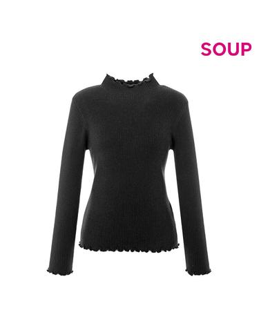 [SOUP] 프릴업 하프넥 골지 니트 (SABLK32)