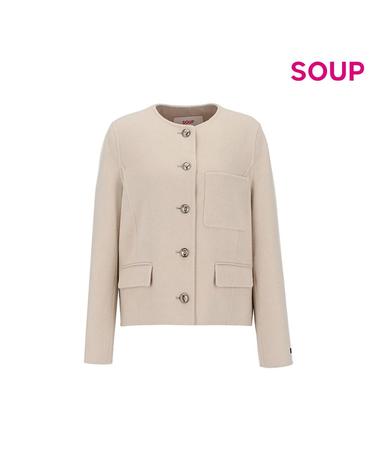 [SOUP] 울 블렌드 노카라 핸드메이드 우븐 자켓 (SAAJK81)