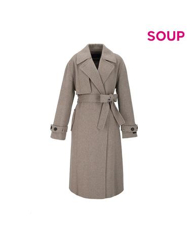 [SOUP] 캐시미어 블렌드 핸드메이드 트렌치 벨티드 롱 코트 (SABHC35)