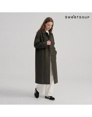 [SOUP] 벨티드 하이넥 울 핸드메이드 롱 코트 (WCBLCF1)