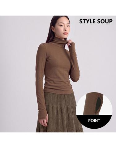 [SOUP] 하이넥 워머 슬리브 슬림핏 티셔츠 (SCALTE1)