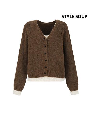 [SOUP] 카디건 레이어드형 니트 (SCBLKE4)
