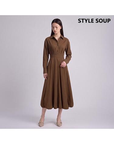 [SOUP] 셔츠 핏앤플레어 롱 원피스 (SC9OPE1)