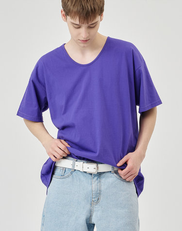 하스 스티치 통가죽 벨트 화이트