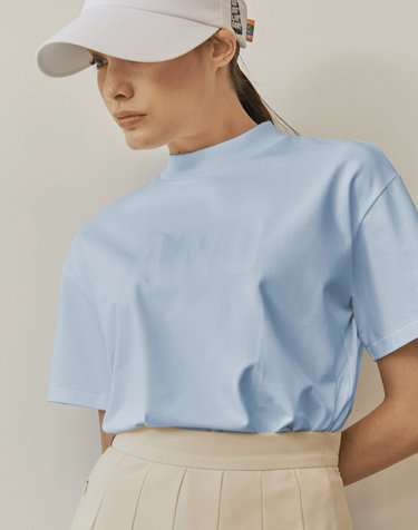 Mock Neck T shirts Sky Blue