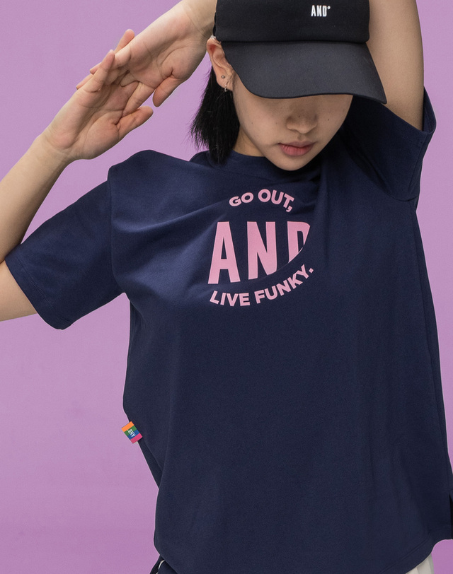 앤드골프 Mock Neck Big Logo T shirts Navy 착용컷
