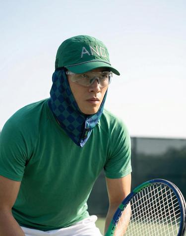 UV Scarf Check Blue Green