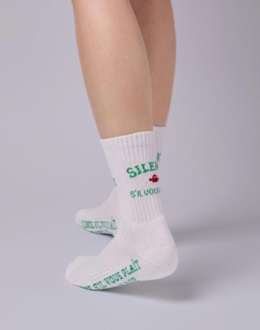 Middle Socks White Green