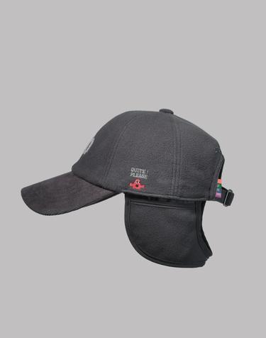 Ear Flap Ball Cap Solid Charcoal