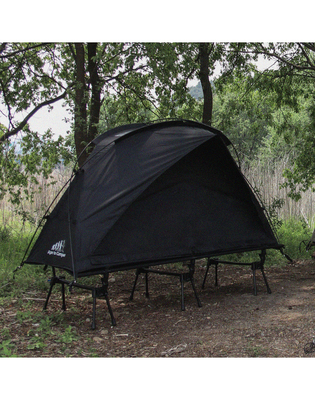 하이그라운즈 Ape to Camper 에입투캠퍼 솔캠 1인용 백패킹 경량 쉘터 와이드 야전 침대 허그 코트 텐트 착용컷