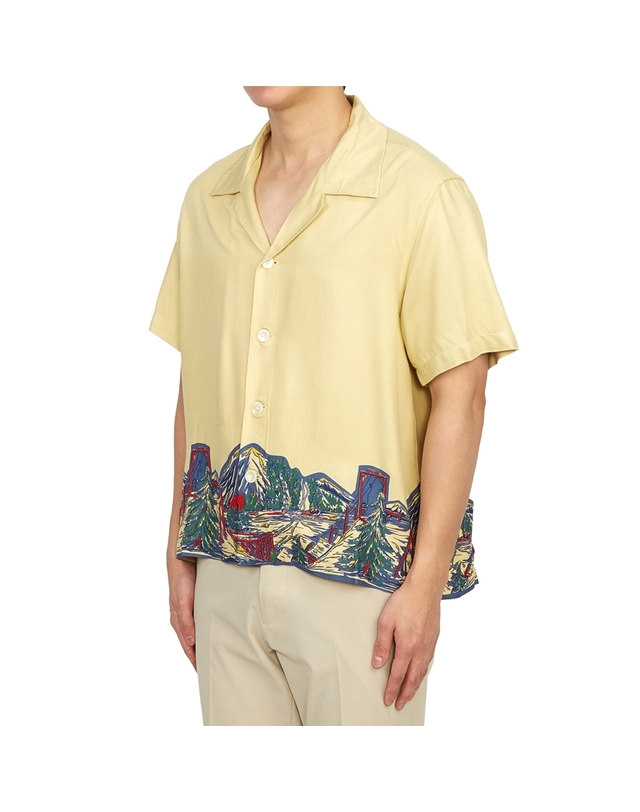 보디 보디 MRF23SH018 WHITE MULTI 남성 셔츠 착용컷