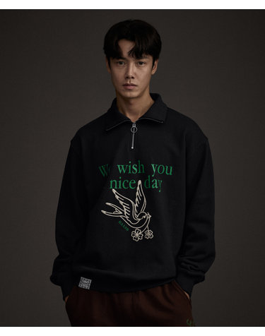 블루버드 하프 집업 스웻셔츠 네이비