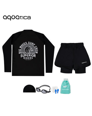 아쿠아티카 아동 래쉬가드 AQA385+AQA420 반바지3부워터레깅스 일반용수경5종세트 AQA385+AQA420일반용
