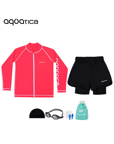 아쿠아티카 아동 래쉬가드 AQAJJ453+AQA420 반바지3부워터레깅스 일반용수경5종세트 AQAJJ453+AQA420일반용