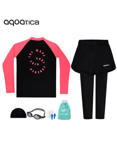아쿠아티카 아동 래쉬가드 AQAJTS502+AQA421 반바지워터레깅스 일반용수경5종세트 AQAJTS502+AQA421일반용