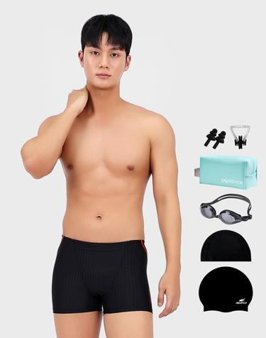 아쿠아티카 남성 3부 실내 수영복 BAF03 일반용수경 파우치 코클립 7종세트 BAF03파우치세트