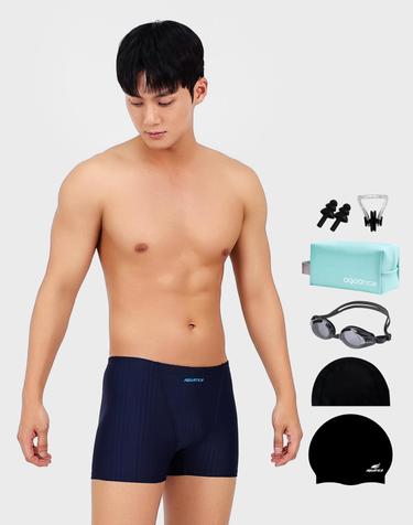 아쿠아티카 남성 3부 실내 수영복 BAF06 일반용수경 파우치 코클립 7종세트 BAF06파우치세트