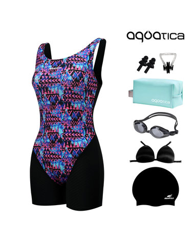 아쿠아티카 여성 2부 실내수영복 AQA2803 일반용수경 파우치 코클립 7종세트 AQA2803파우치7종세트