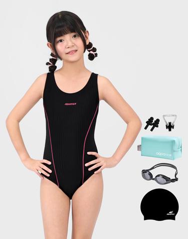 아쿠아티카 여아동 실내수영복 AQA502 일반용수경 파우치 코클립 6종세트 AQA502 파우치6종세트