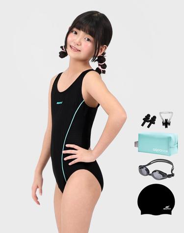 아쿠아티카 여아동 실내수영복 AQA503 일반용수경 파우치 코클립 6종세트 AQA503 파우치6종세트