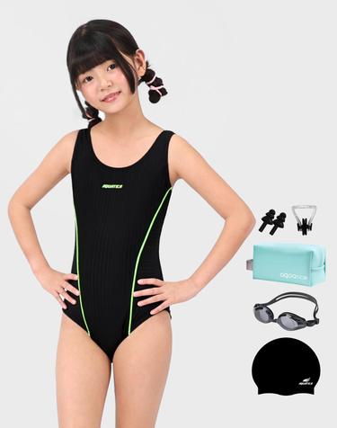 아쿠아티카 여아동 실내수영복 AQA504 일반용수경 파우치 코클립 6종세트 AQA504 파우치6종세트