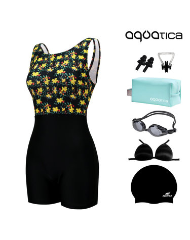 아쿠아티카 여성 2부 실내 수영복 AQA29462 일반용수경 파우치 코클립 7종세트 AQA29462 파우치7종세트