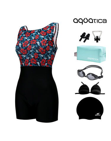 아쿠아티카 여성 2부 실내 수영복 AQA29463 일반용수경 파우치 코클립 7종세트 AQA29463 파우치7종세트